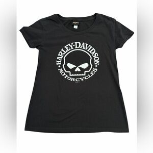 Harley-Davidson Black Tee with White Skull Design